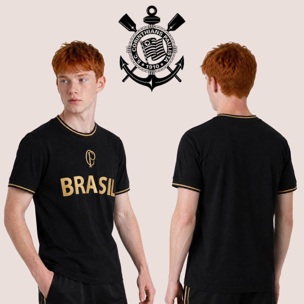 Camiseta Infantil Torcedor Corinthians Brasil CP Estilo Moderno Tecido  Excelente Caimento