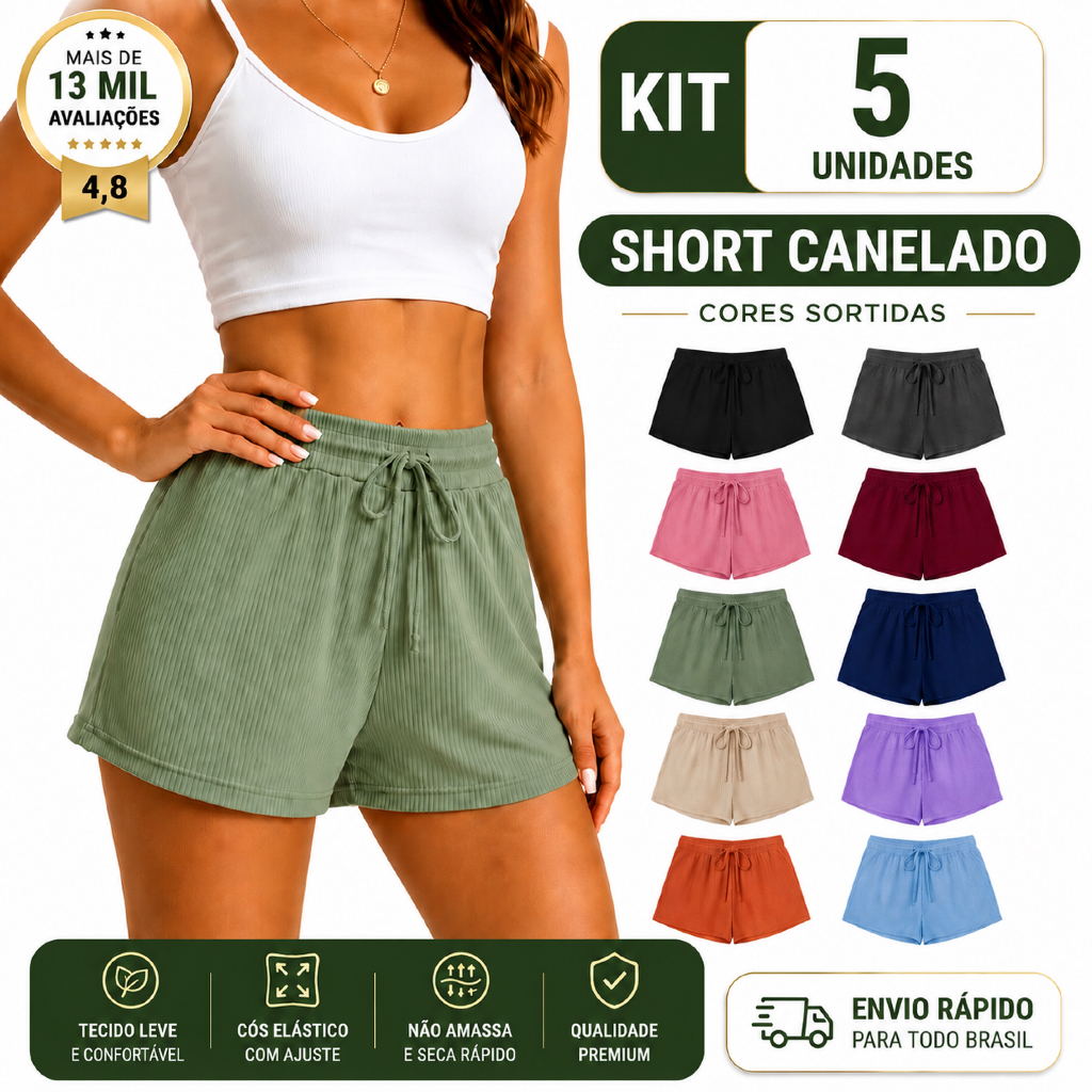 kit 5 unidades bermuda feminina short box cores variadas academia e dia a dia