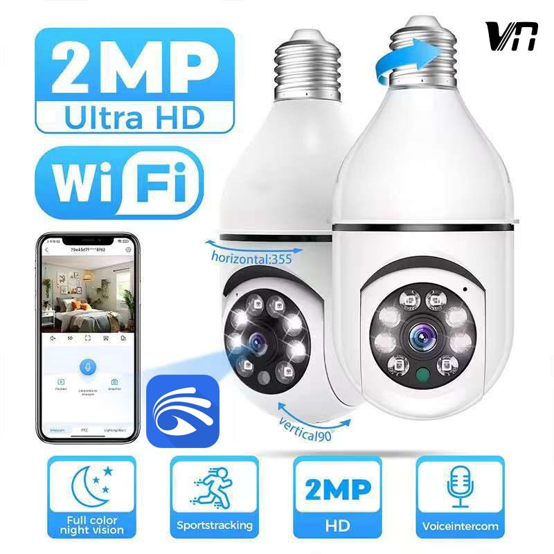 Câmera de Segurança Lâmpada YOOSEE WiFi e 4G Giratória 360° Full HD Visão Noturna Com Microfone 8177