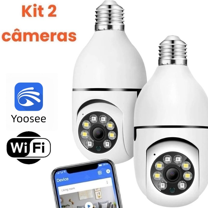 Câmera segurança wi-fi ip sem fio 360 encaixe lampada aplicativo ptz full HD visão noturna