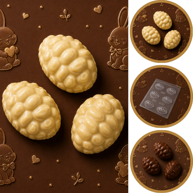 1~10 Forma Simples  Ovo Ondulado 219 (L4) em Acetato BWB Para Bombom e Doces de Chocolate e Confeitaria. (CHOCO)
