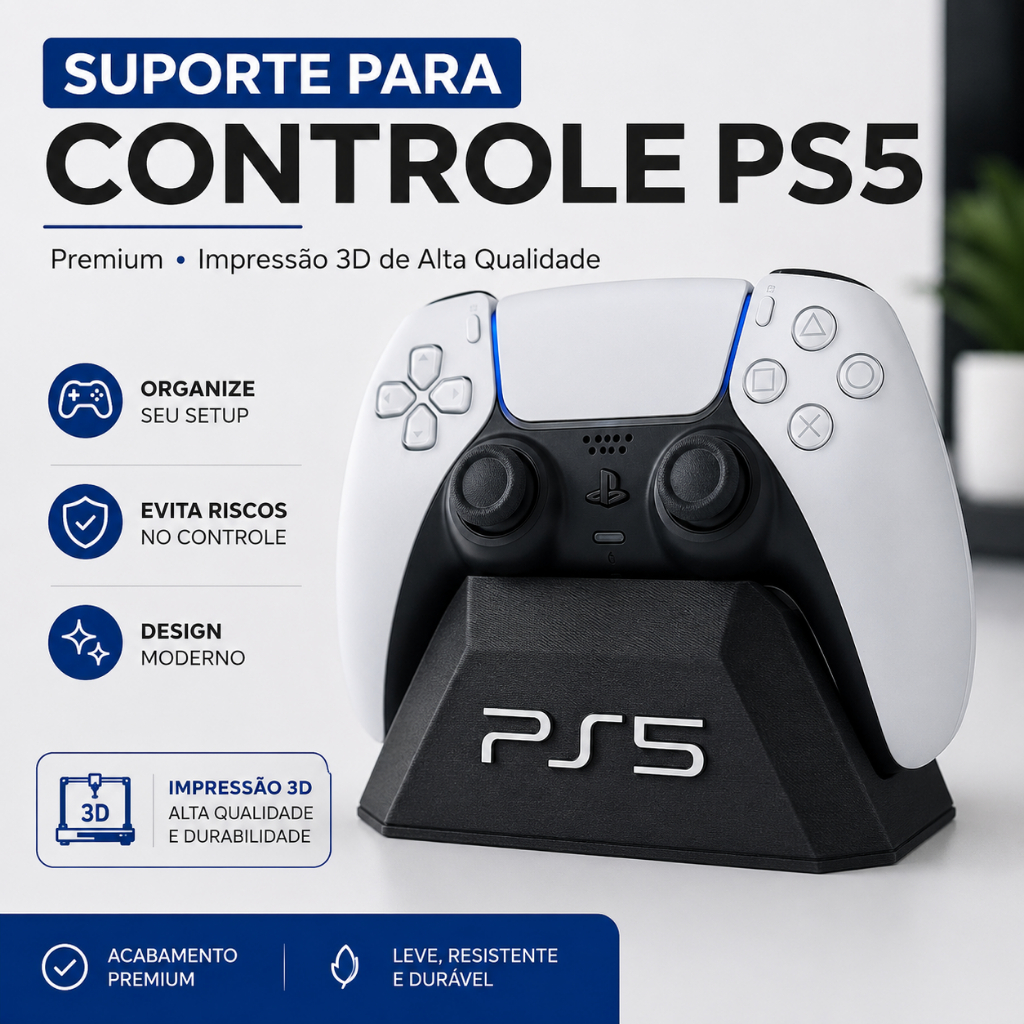 Promoção Suporte Controle PS5 DualSense | Stand Expositor Gamer | Organizador Mesa | Compatível PlayStation 5