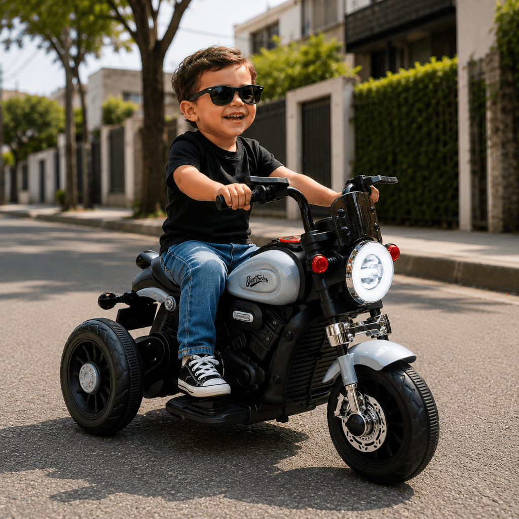 Mini Moto Eletrica Infantil Zippy Toys Harley Tracker 6V Cinza