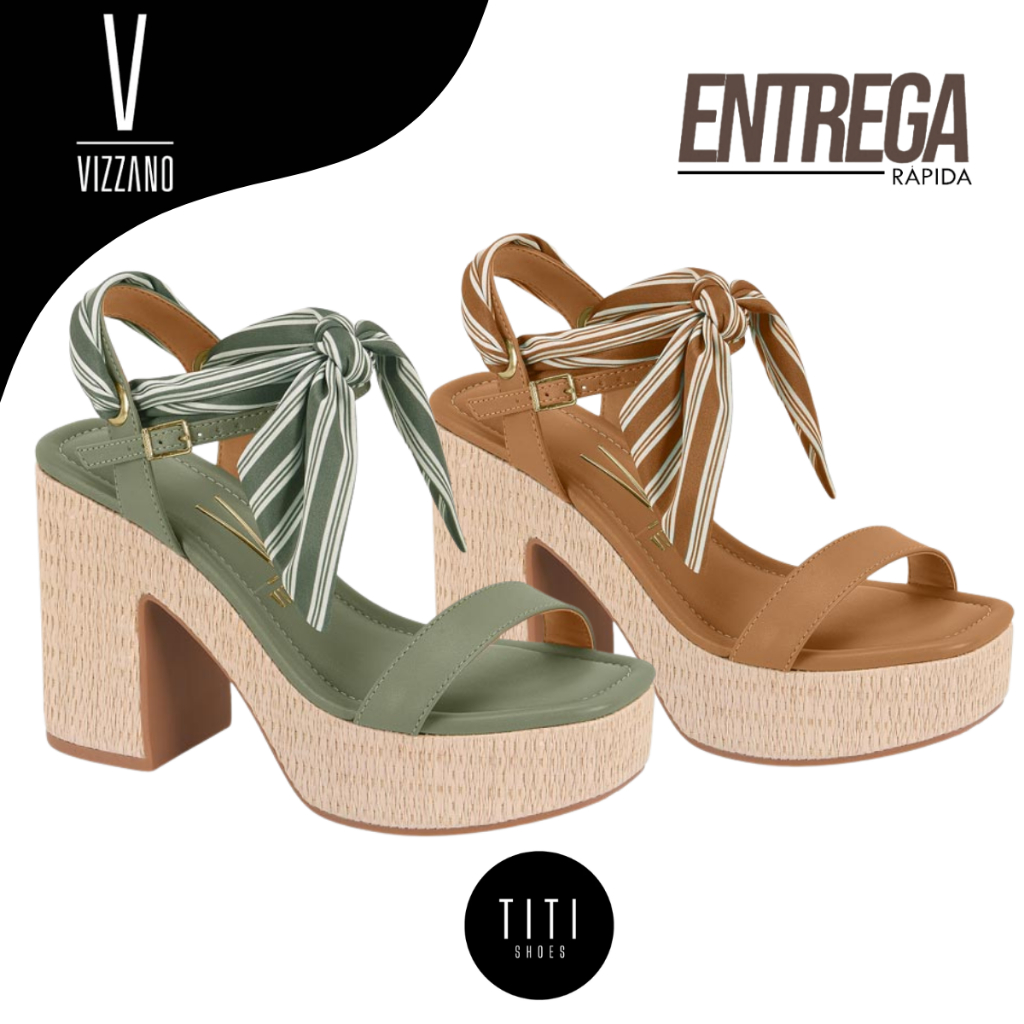 Sandalia Feminina Meia Pata Salto Alto Plataforma Vizzano Lenço Laco Casual Elegante Original