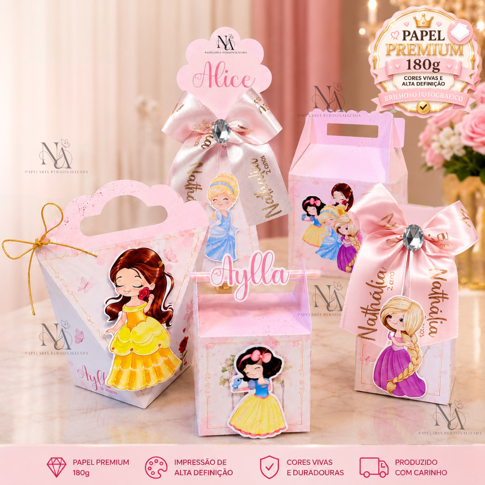 Kit Festa Princesas Baby - kit caixas personalizadas - lembrancinha - Papelaria