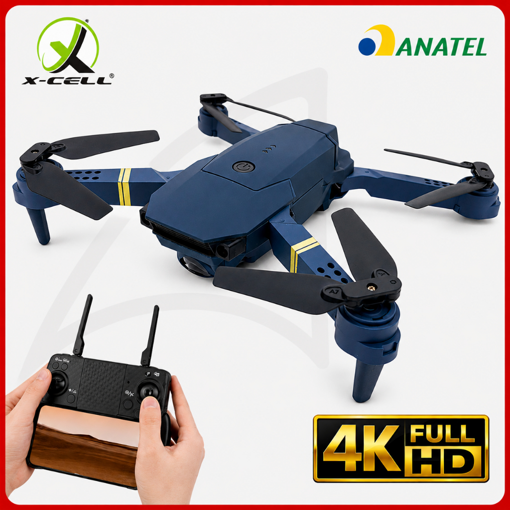 Drone Dobrável com Câmera 4K Full HD Sensor de Obstáculos X-Cell Vortex 2.4GHz