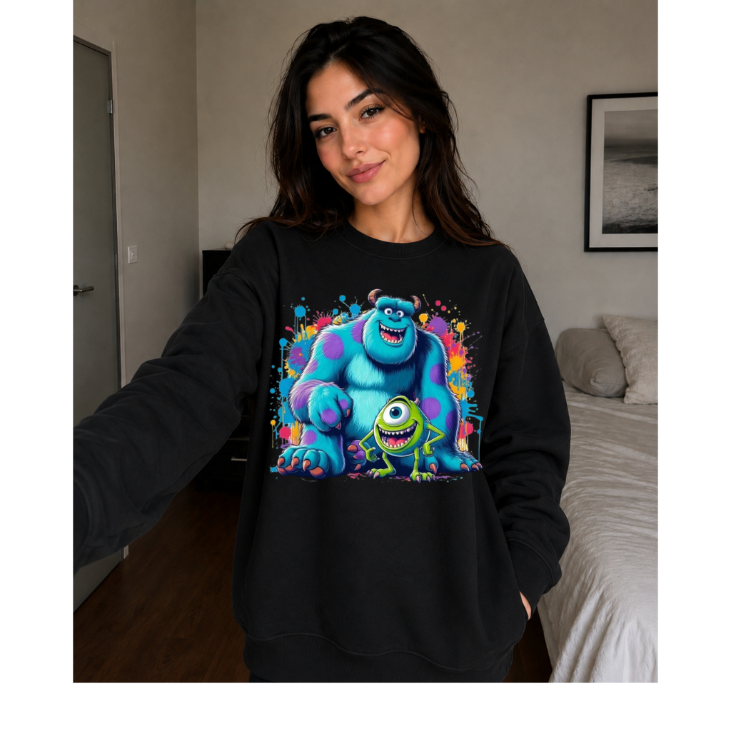 Moletom Feminino Monstros S.A Sulley e Mike Estampado Casual Manga Longa