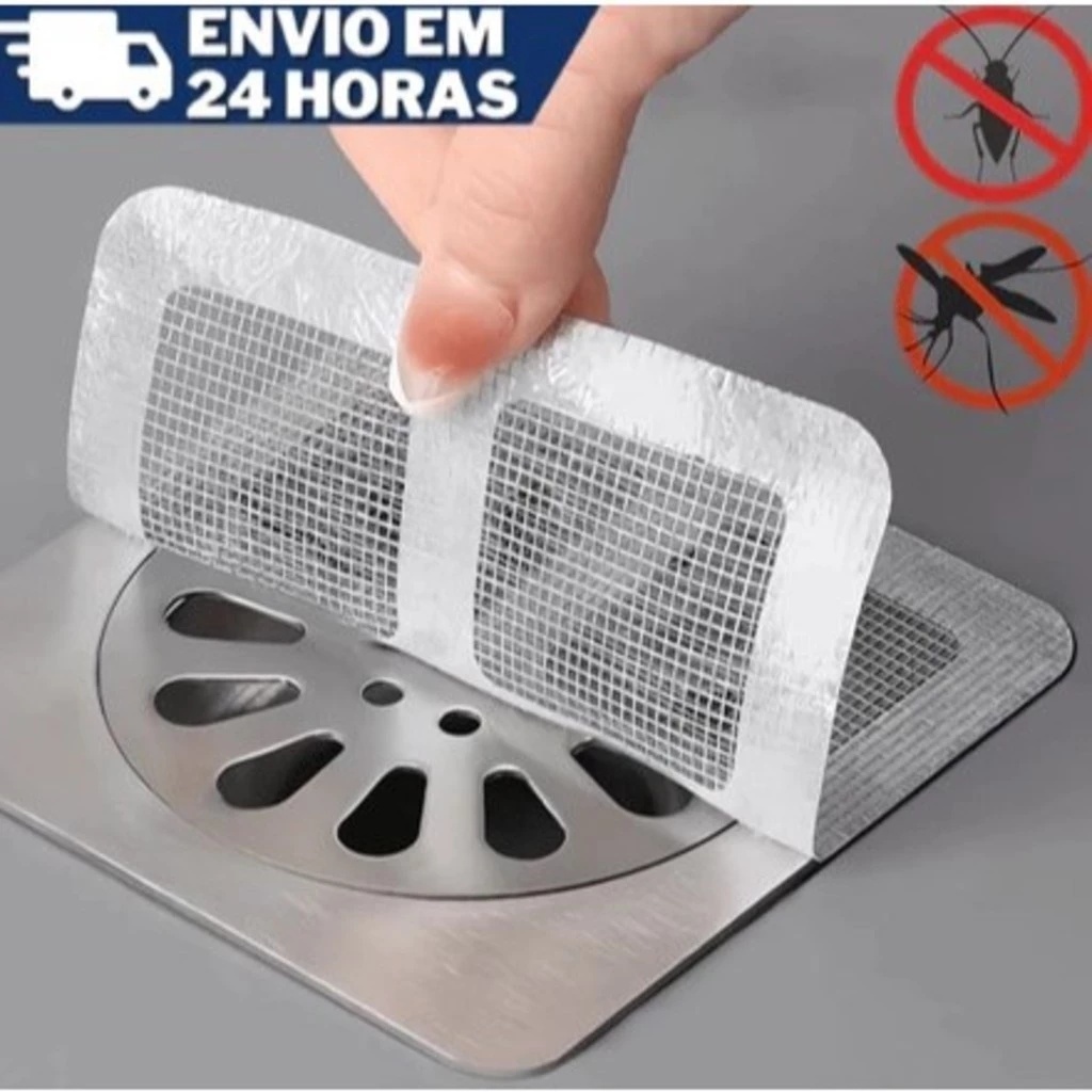 Kit Adesivos Protetores de Ralo Tela Descartavel Anti Entupimento e Anti Insetos Para Casa.