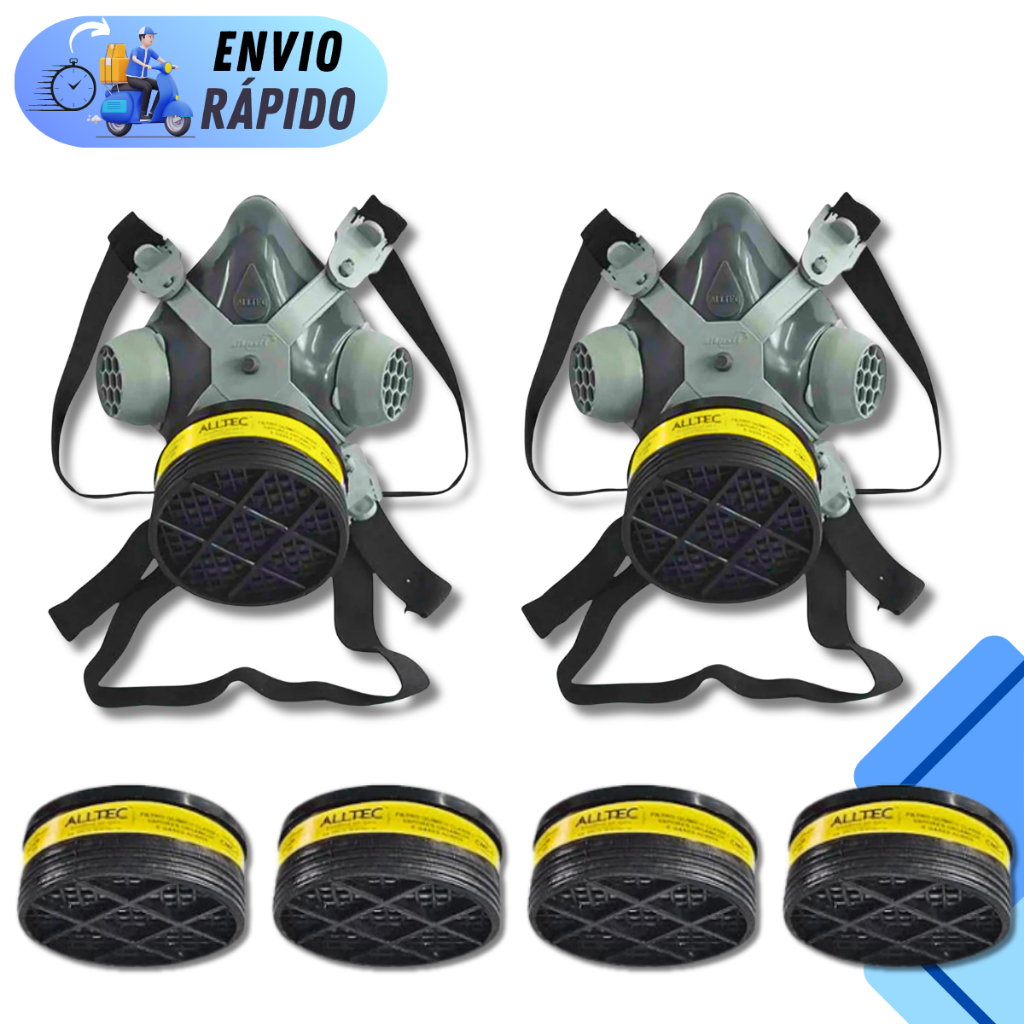 KIT MÁSCARA RESPIRADOR 2001 VO+GA + FITRO RESERVA PARA RESINAS PINTURAS FUNILARIA GASES E POEIRA