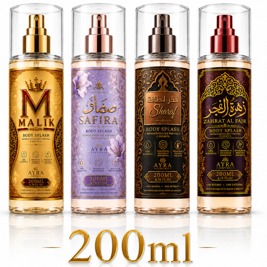 Body Splash Feminino Árabe 200ml Uso Diário Desodorante Corporal Cheiro de Rica