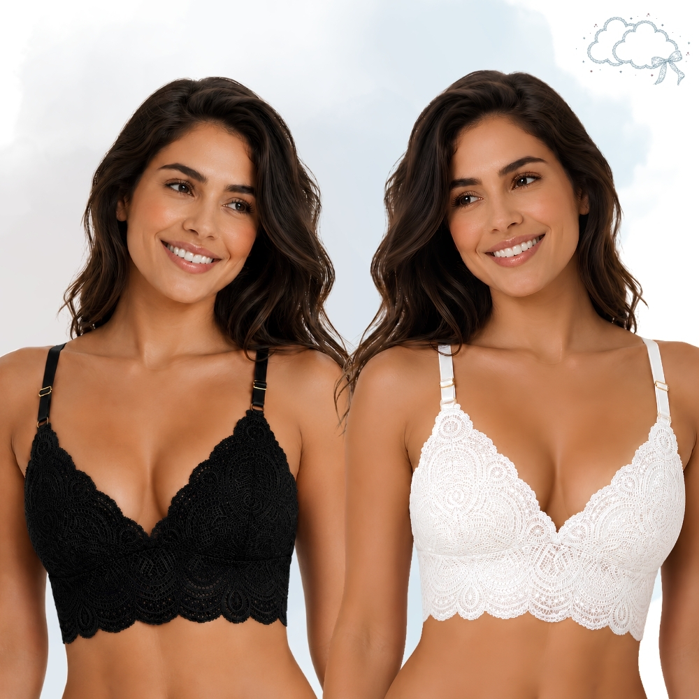 Kit 2 Top Cropped Renda Sutiã Sem Bojo Feminino Com Viés Lingerie Rendado
