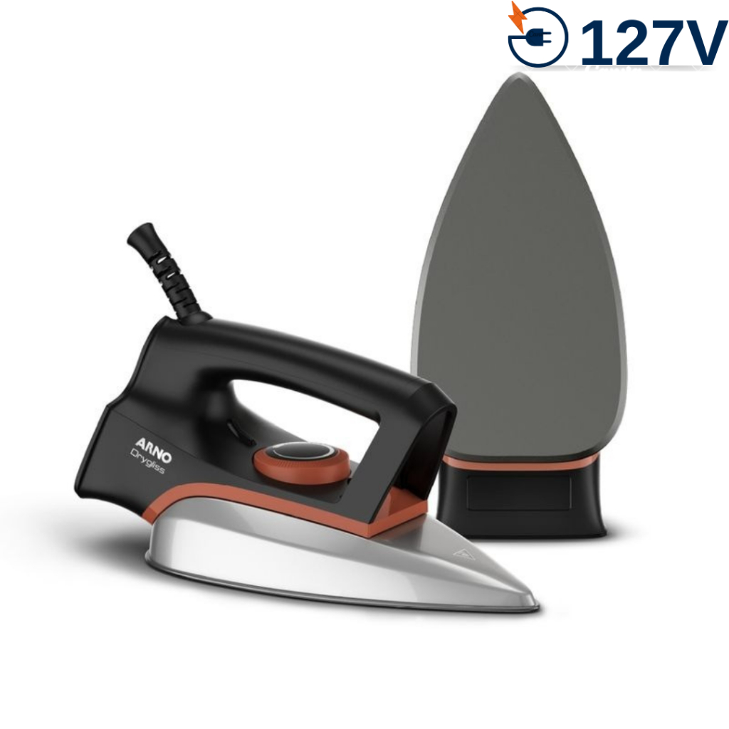 Ferro a Seco Arno Anti aderente FS31 127V 1200w Preto e Terracota