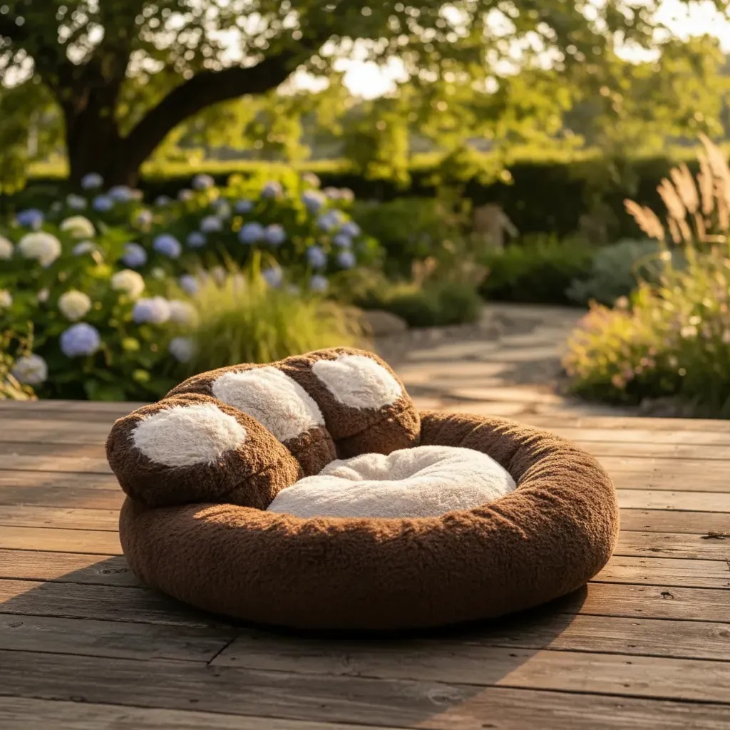ama Pet Donut Nuvem de Pelúcia Formato Pata Redonda para Cachorros e Gatos com Fundo Antiderrapante