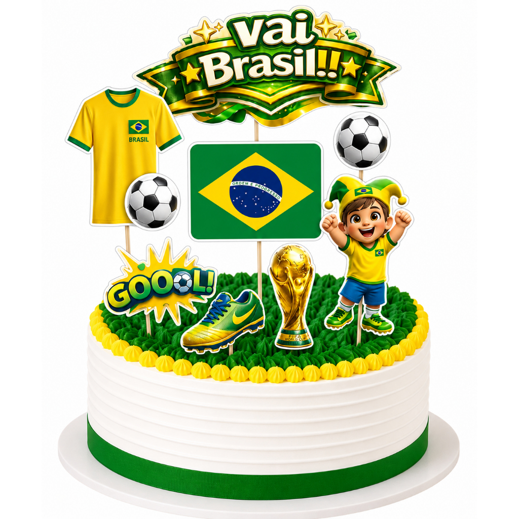 Topo de Bolo Seleção Brasileira Infantil  brasil copa do mundo