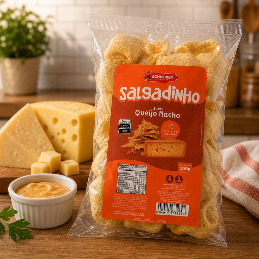 Salgadinho de Nacho Pellet Sabor Nachos Kit 10 Pacotes 100g Cada Snack Crocante