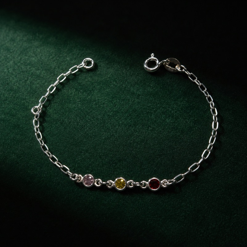 Pulseira Infantil Colorida Prata 925 Delicada