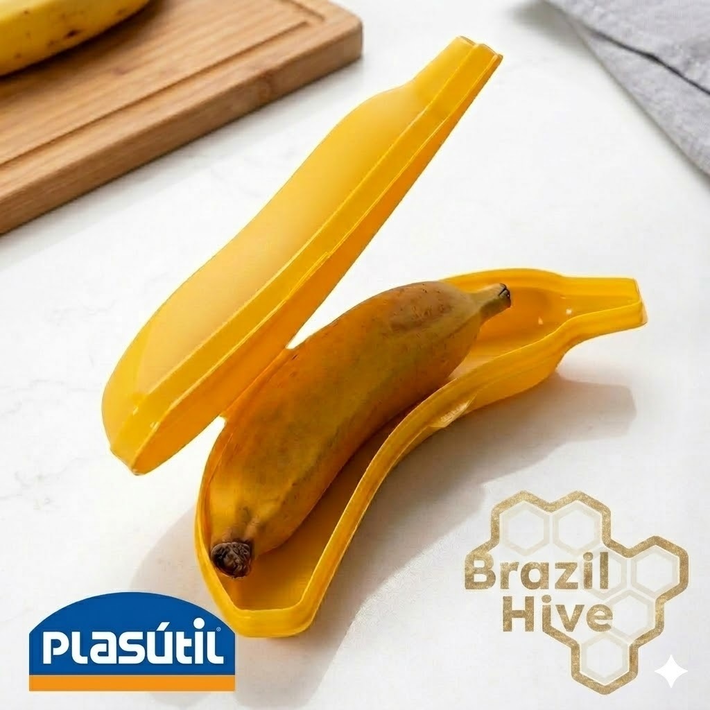 Detalhes do Pote Porta metade Banana Plasútil Kit com 4 Unidades