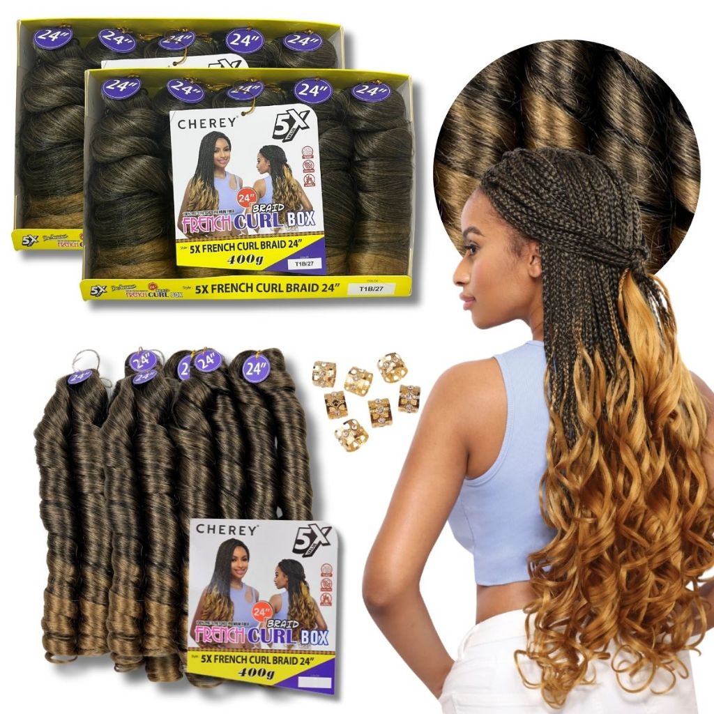 Kit 2 Cabelo 5x 400g Crochet French Curl Braids Fibra Premium Cacheado Tranças com Cacho Gypsy Boho