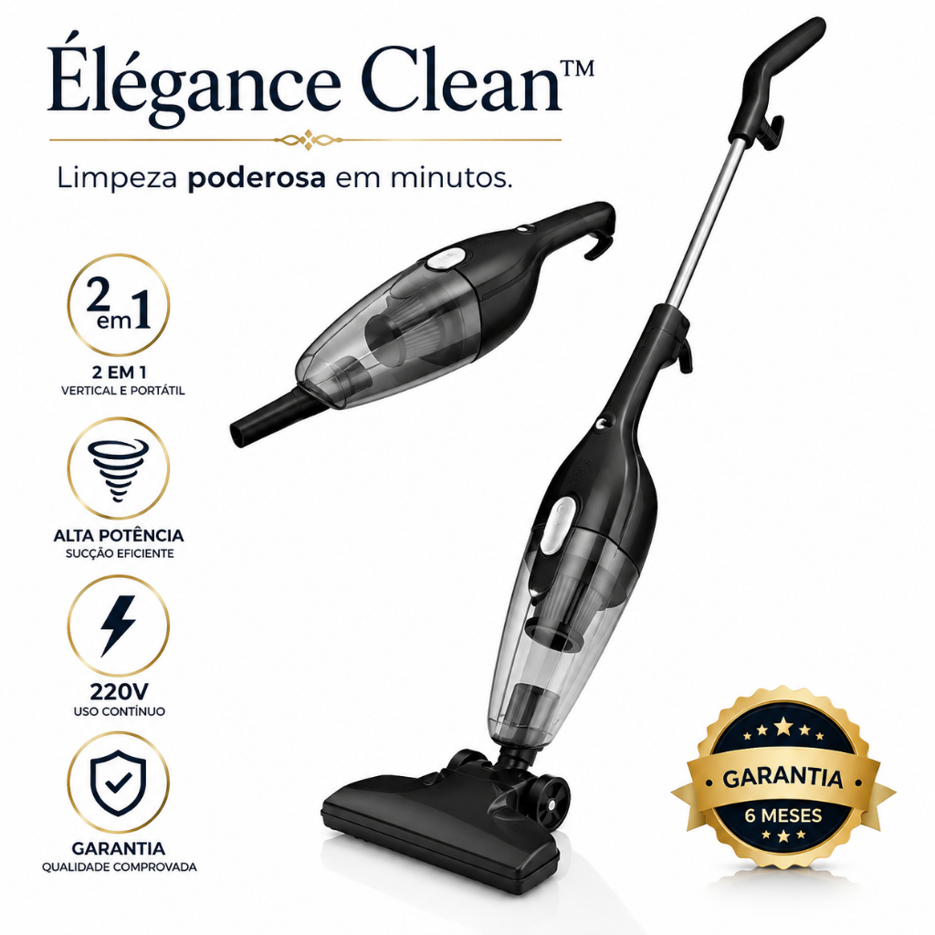Aspirador Vertical 2 em 1 220V Alta Potência Com Fio Portátil para Casa Carro Sofá Élégance Clean