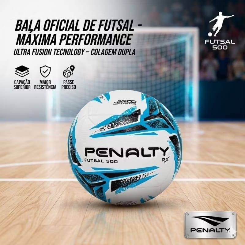 Bola Futsal Penalty RX 500 Original Futebol de Salão Costurada Dupla Colagem Treino Jogo Campeonato Resistente