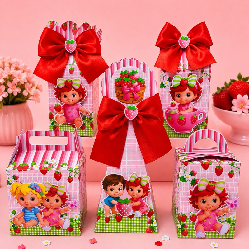 Kit Festa- MORANGUINHO BABY-PEGUE E MONTE- Moranguinho- Lembrancinhas Personalizados- Caixinhas- Festa- Aniversário-Baby