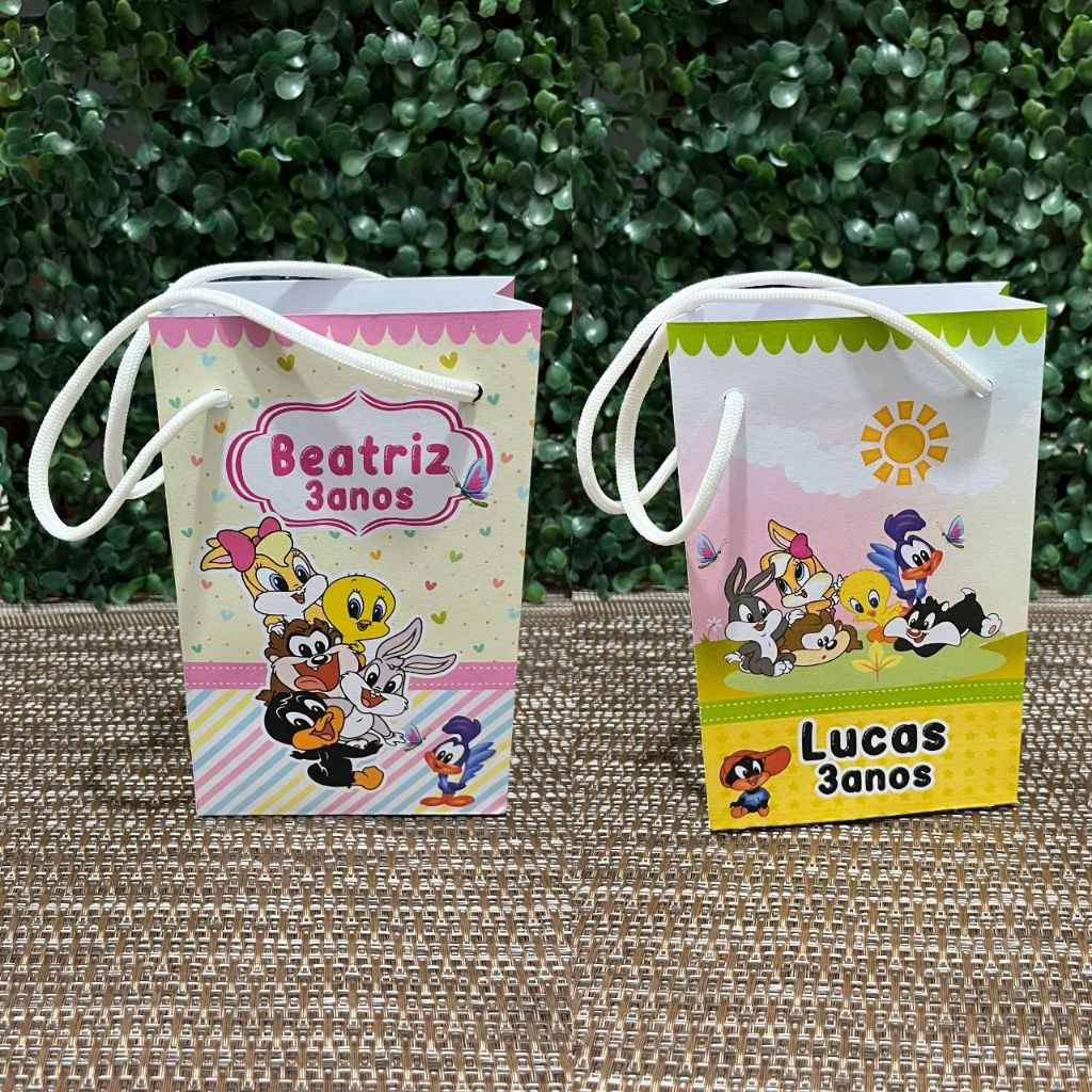 Sacolinha surpresa personalizada looney tunes lembrancinha de aniversario looney tunes mimos de infantil /Tamanh.P