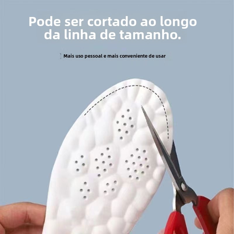 Detalhes do Palmilha 4D para tênis – látex com amortecimento e antiderrapante – respirável, confortável e redutor de impacto