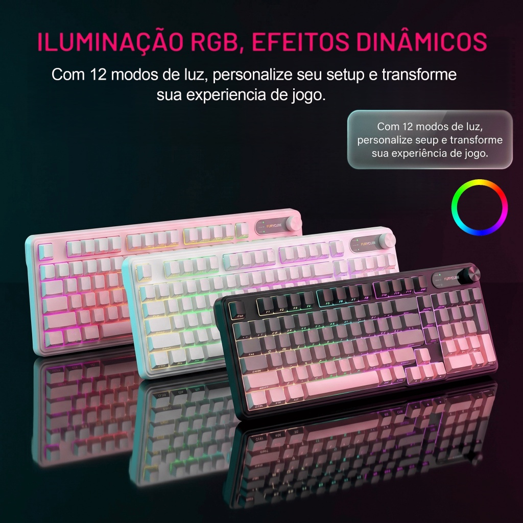 Teclado Semi Mecânico Silencioso Impermeável US RGB – Ideal para Escritório e Jogos Diários