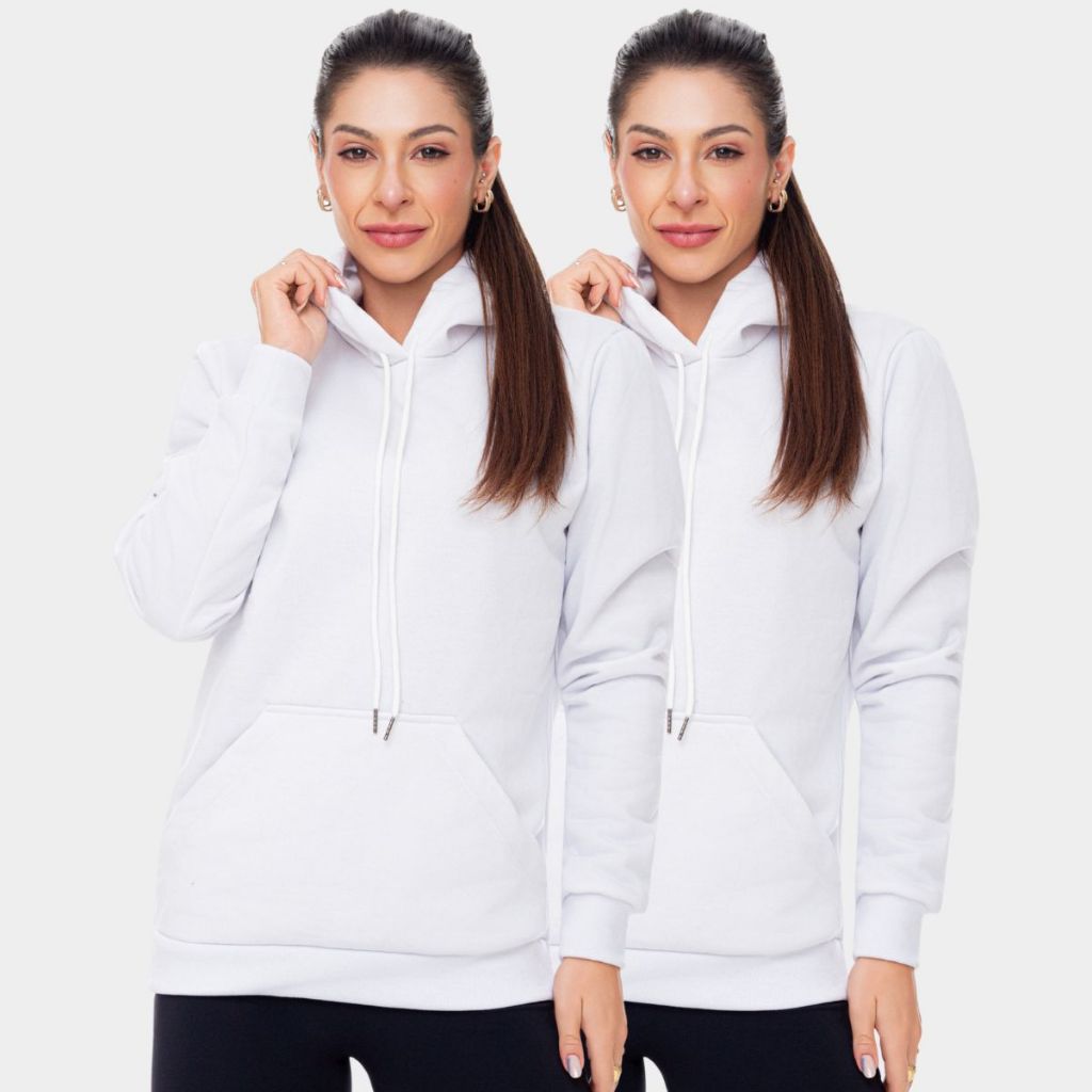 Combo 2 Moletom Moleton Canguru Liso Algodão Unissex Inverno Frio Agasalho Casaco Quente Macio