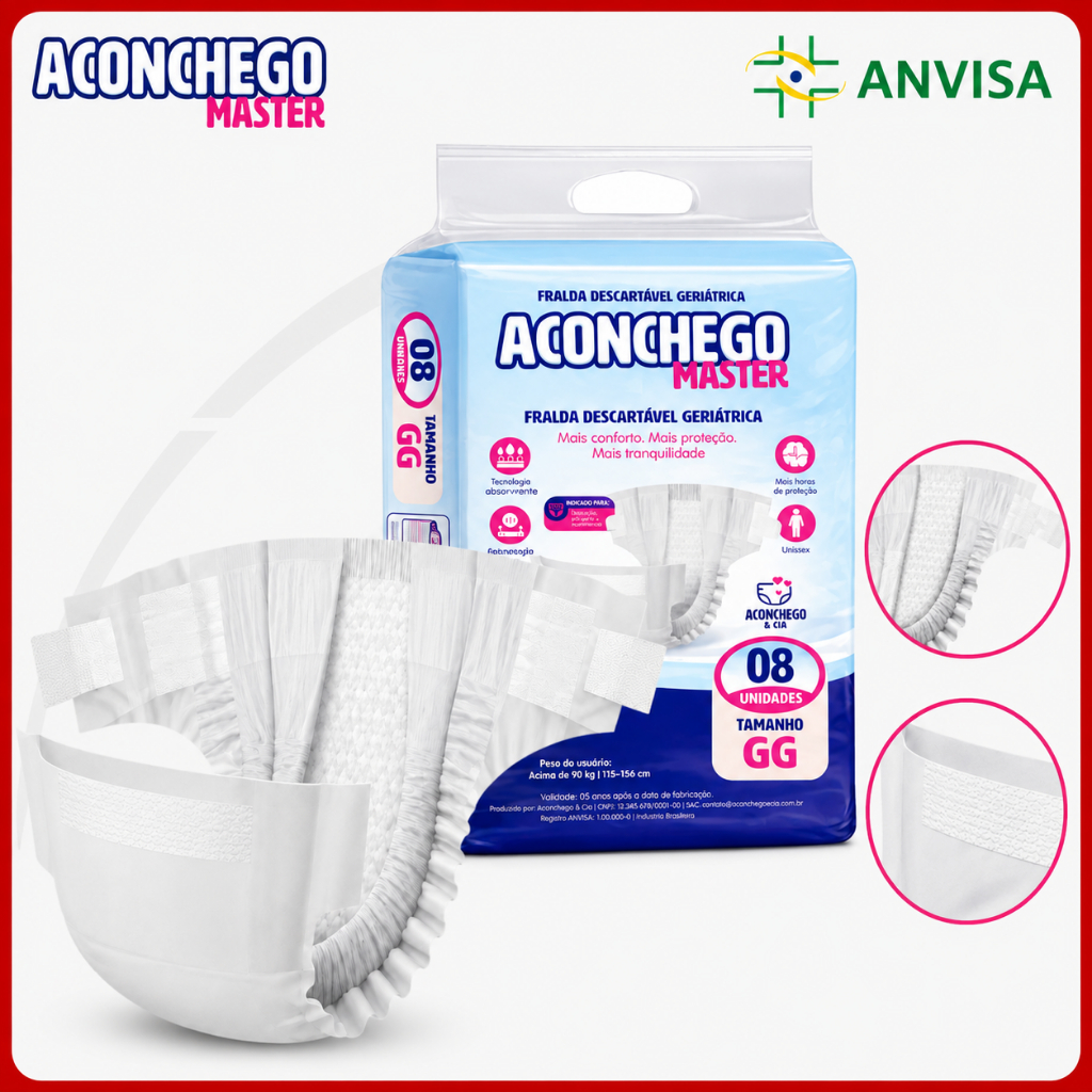 Fralda Geriátrica Descartável Aconchego Master Alta Absorção GG 8 Un