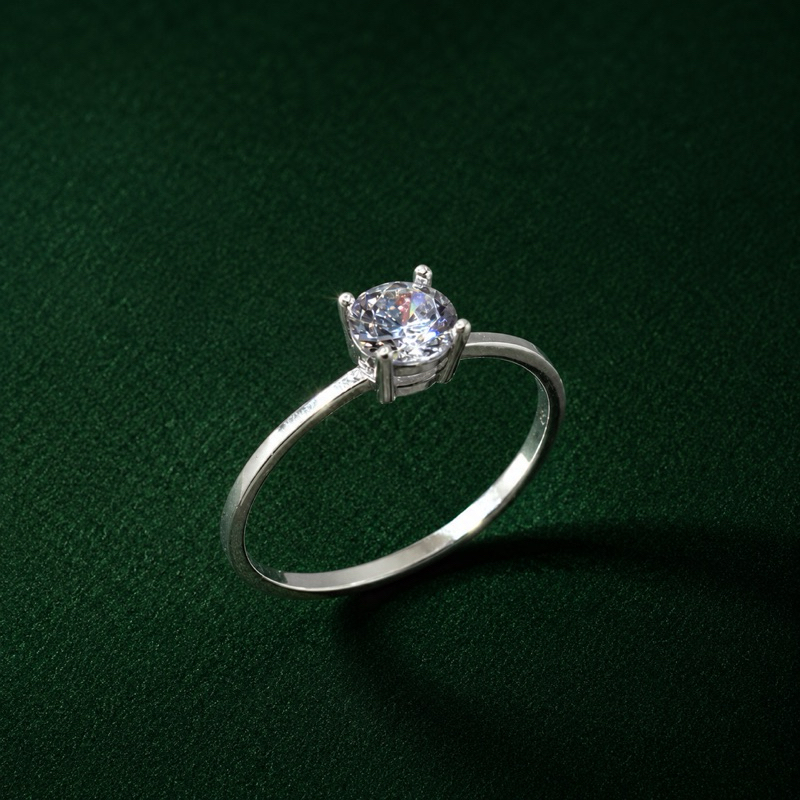 Anel Prata 925 Solitário Transparente Elegante e Sofisticado