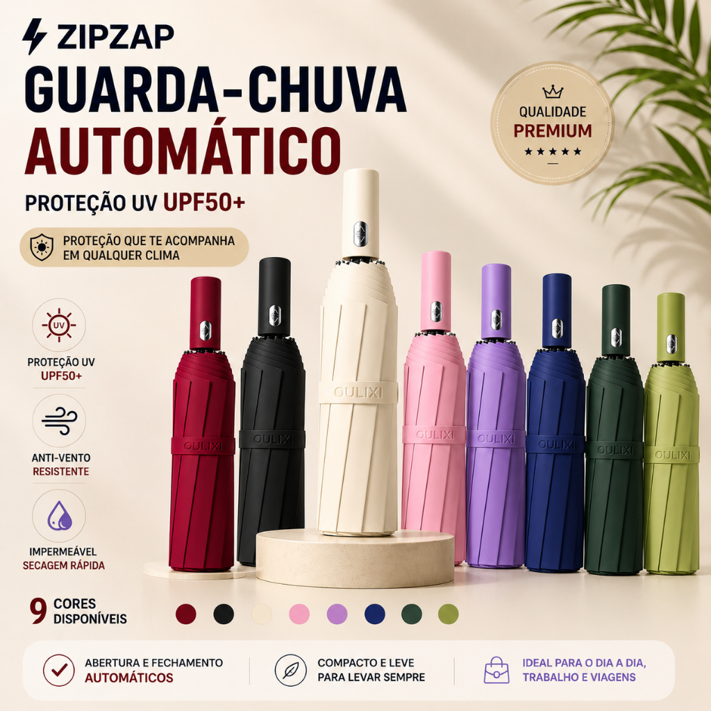 Guarda Chuva Automático Grande Abre E Fecha Reforçado Contra Vento Colorido