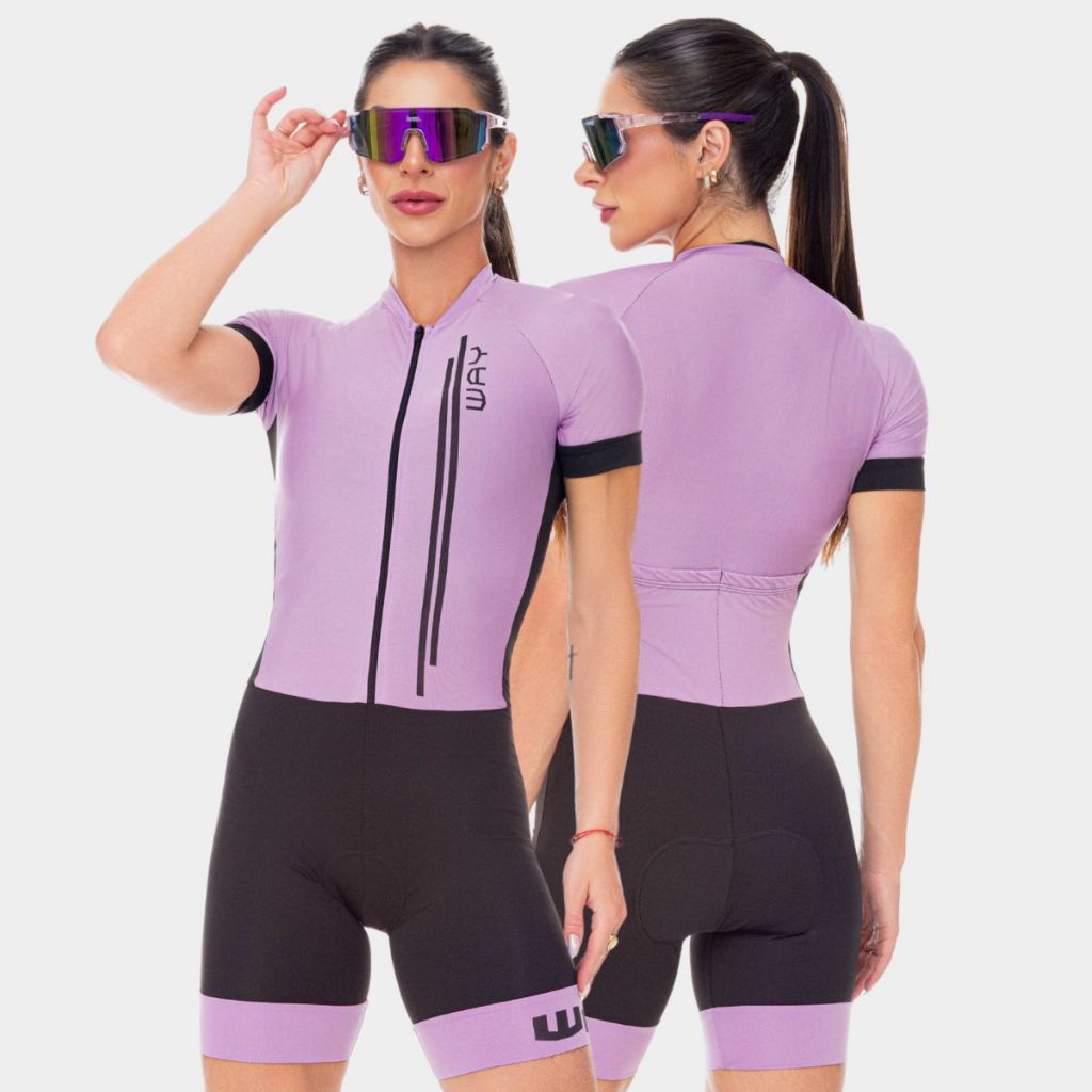 Macaquinho Macacão Ciclismo Feminino Proteção UV Manga Curta Roupa Mulher Bike P