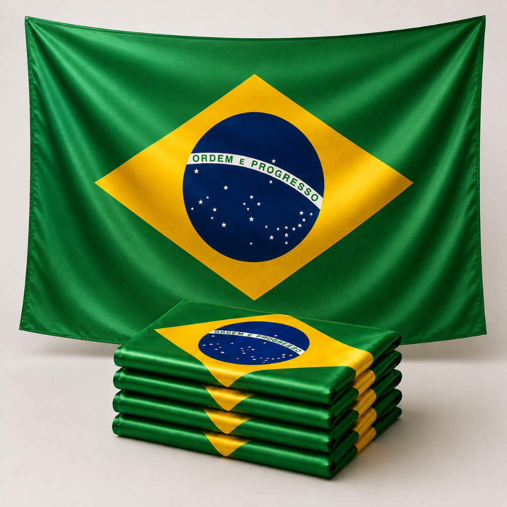 Kit 5 Unidades Bandeira Do Brasil 150x100cm Poliéster Cetim Cores Vivas Corte Laser Sem Costura Copa do Mundo Eleição