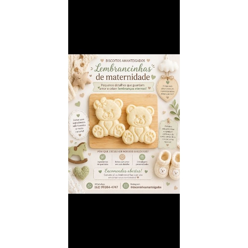 Biscoitos amanteigados linha Maternidade