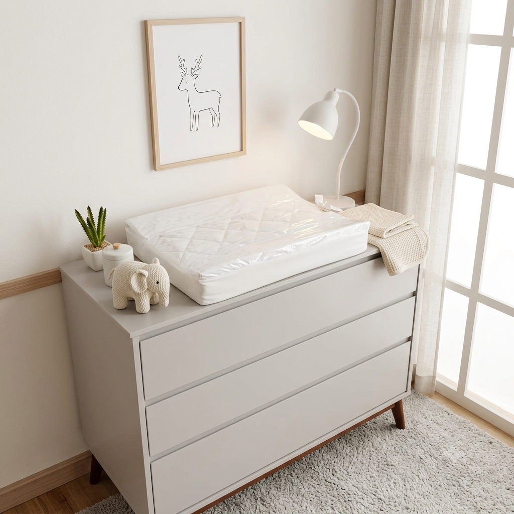 Mini Trocador de Fraldas Bebê Americano Impermeável Para Cômoda 55x40x8cm Micropercal PVC Lavável