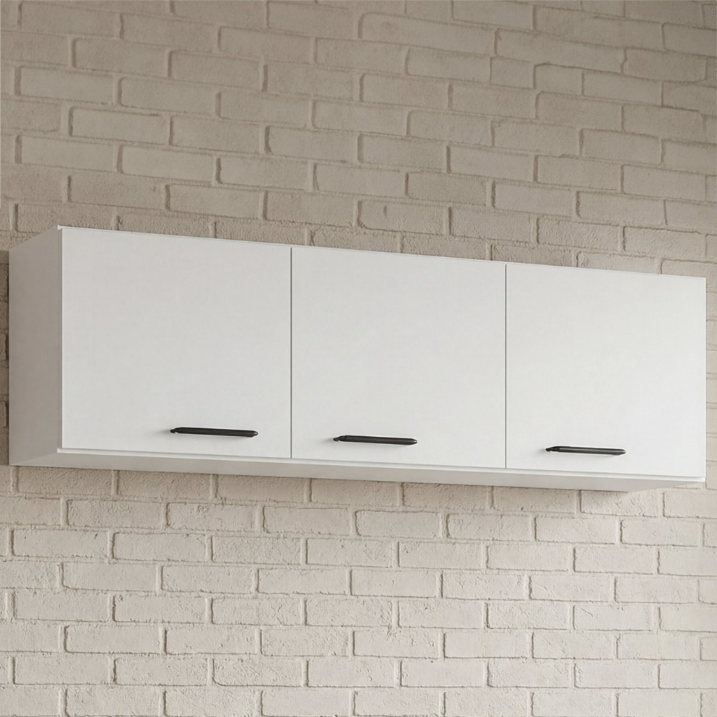 Armário de Cozinha Aéreo 120cm 3 Portas Classic Branco - Poquema
