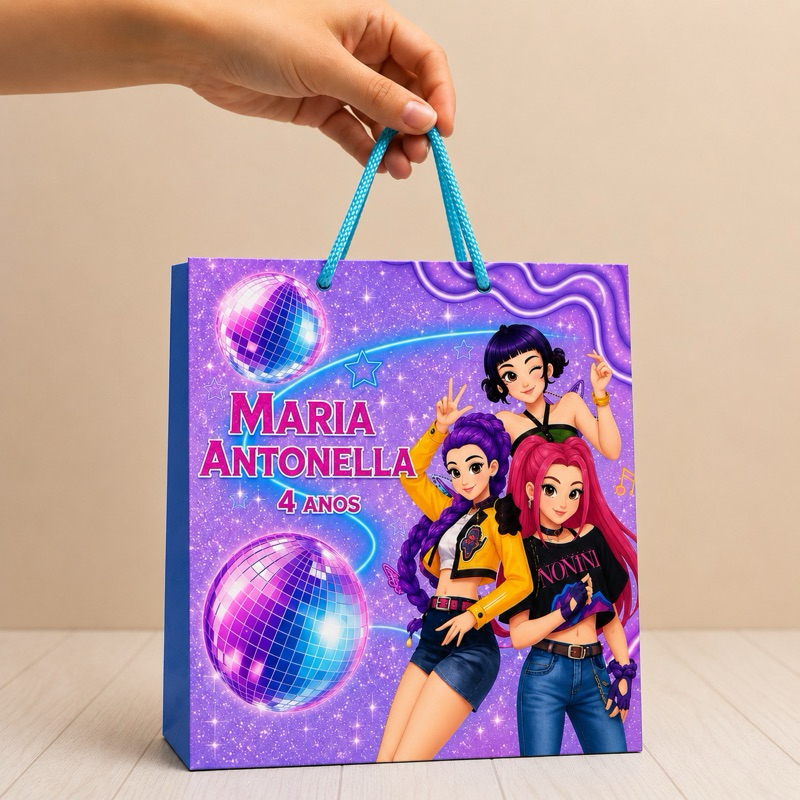Sacolinha P & M guerreira do K-pop Personalizados /Lembrancinha de Festa /Aniversário