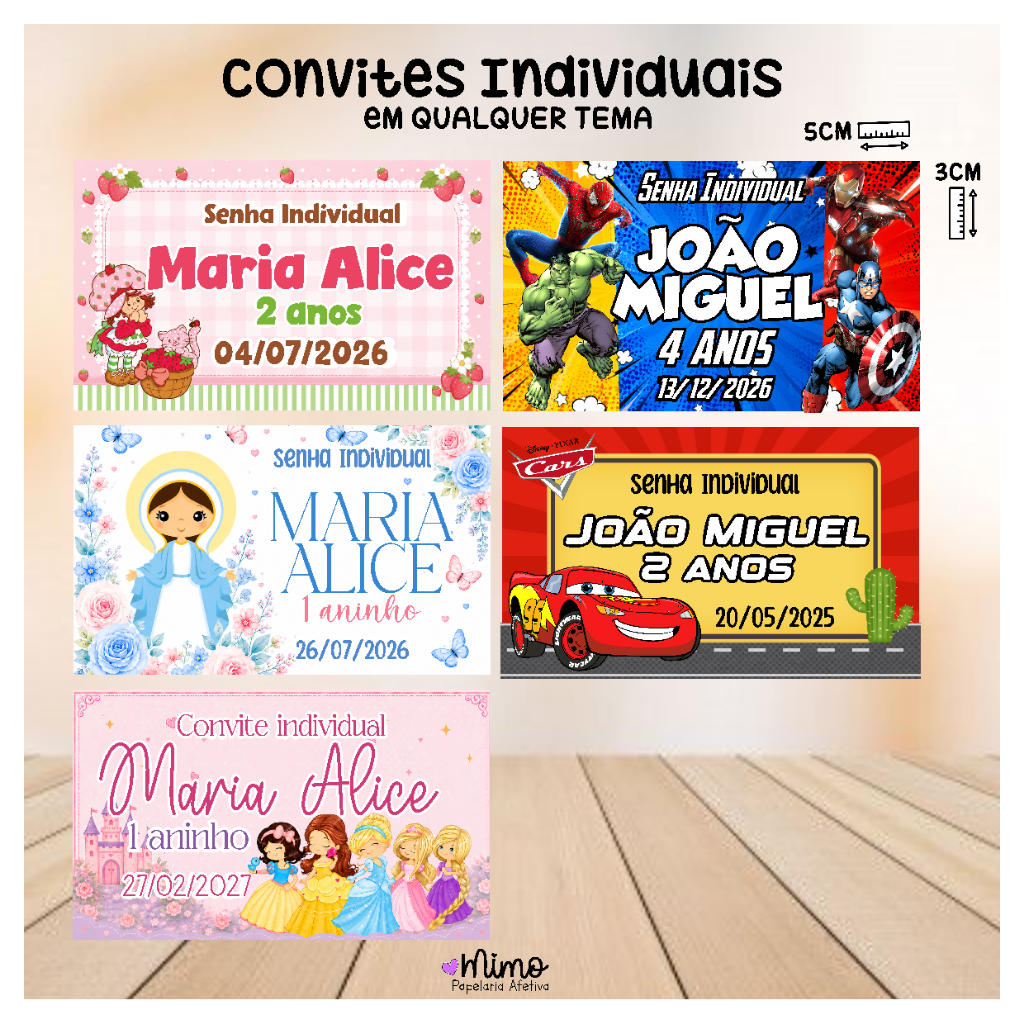 Senha Individual Festas - Convite Individual Festas Personalizado - Todos os temas