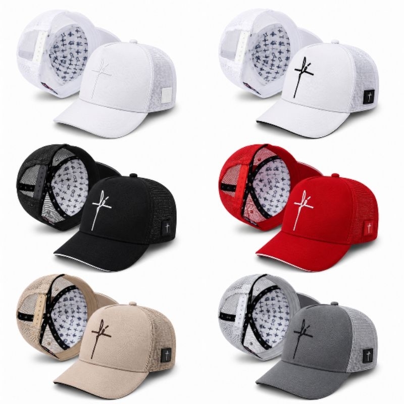 Boné Fé Trucker BNE Original Aba Curva Unissex Fechamento Ajustável Snapback.
