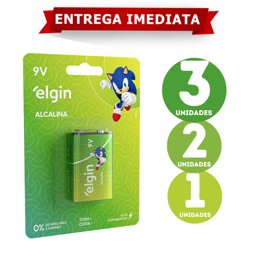 Bateria Alcalina Elgin 9v 500mAh