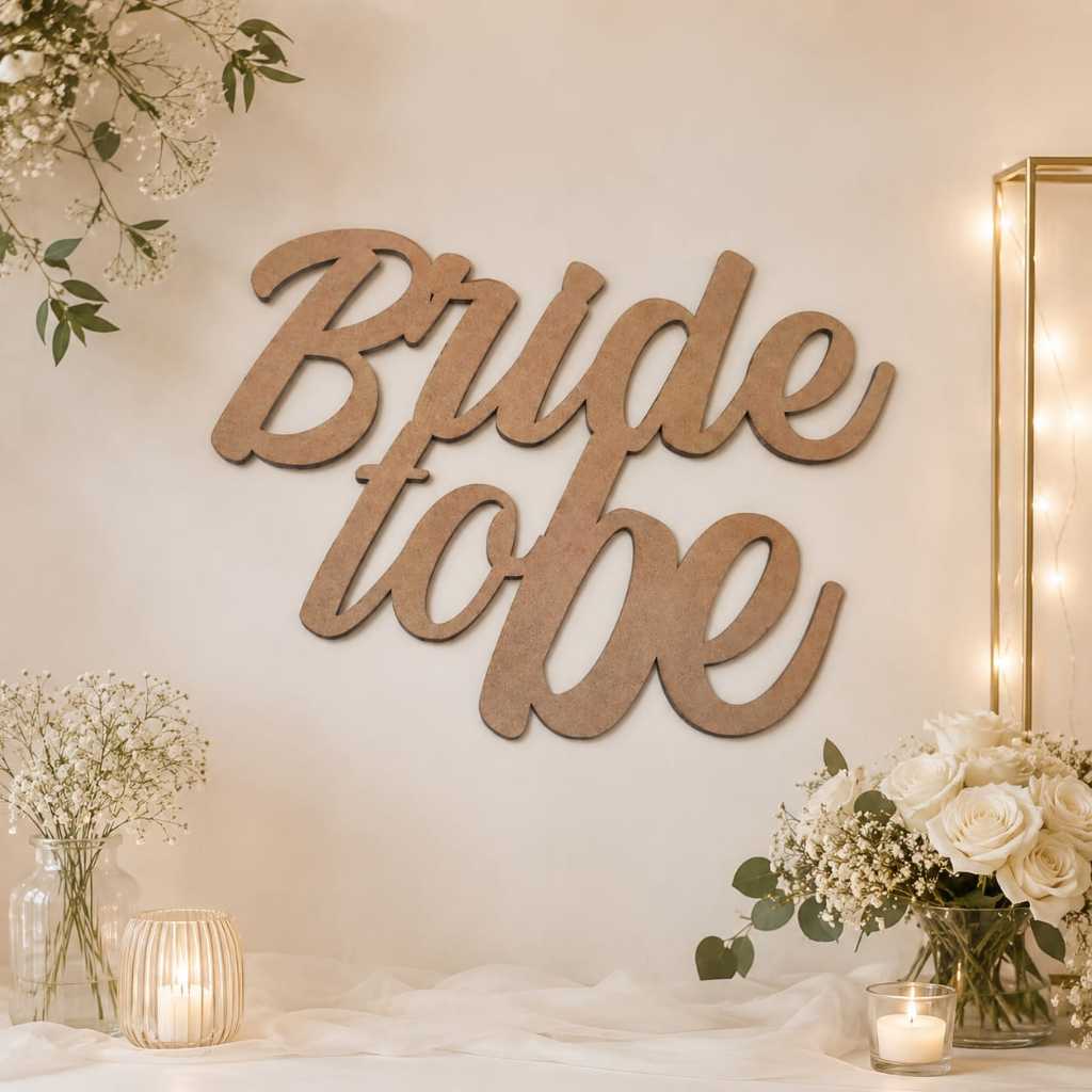 Placa Decorativa Bride To Be Futura Noiva em mdf cru 3mm