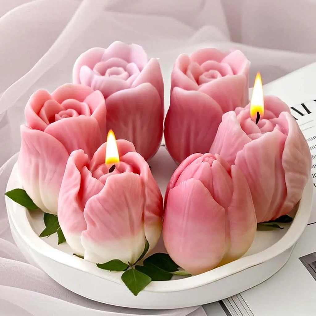 KIT 20 Unidades mini Velas Rosas Tulipa Lembrancinha Casamento