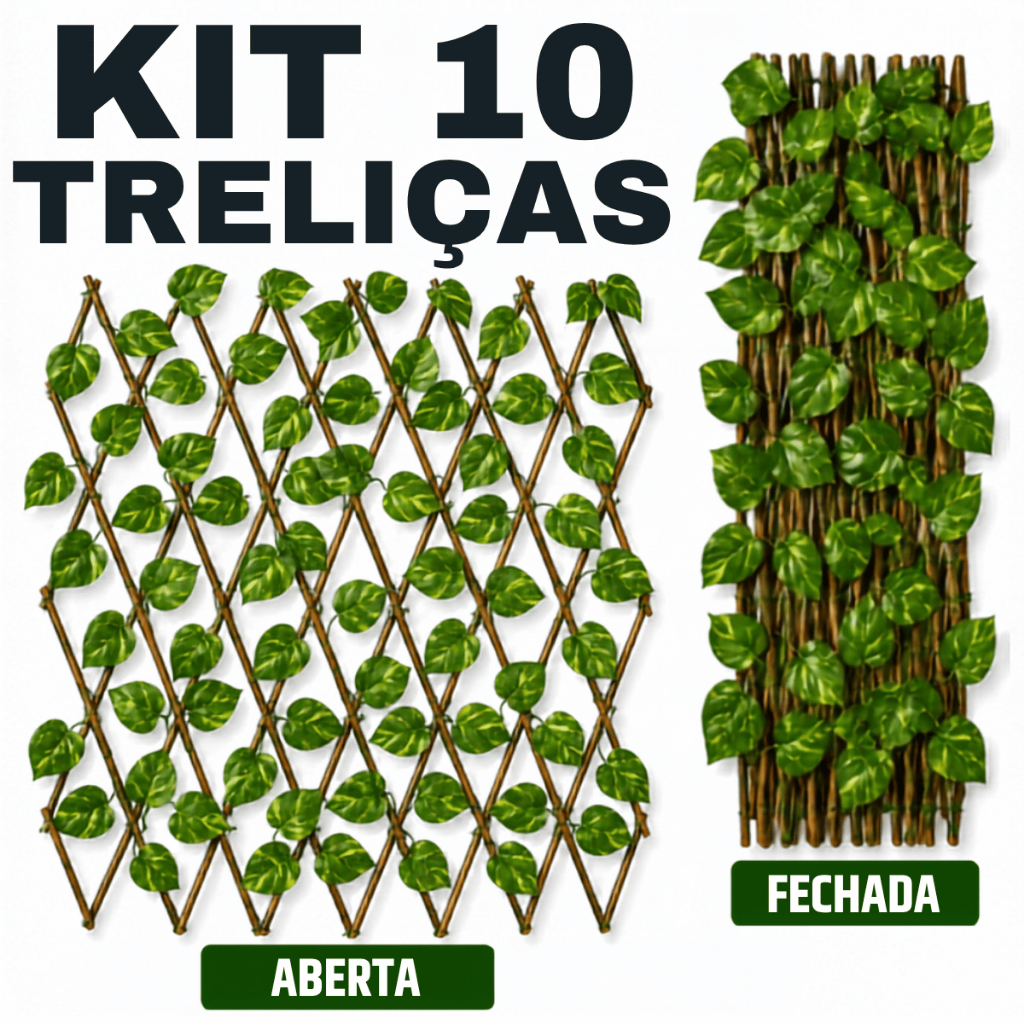 Kit 10 Treliças sanfonada Painel Madeira Decoração Para Jardim e Ambientes Cerca Viva