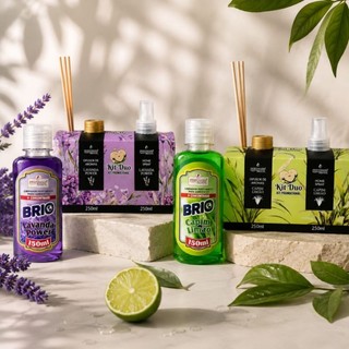 Kit Difusor de Aromas + Home Spray 250ml + Limpador Perfumado Concentrado Brio 150ml Perfumaria Brasil