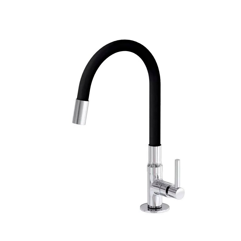 Torneira para Cozinha Gourmet Bancada Mesa Flexivel 1/4 de Volta Silicone Preto