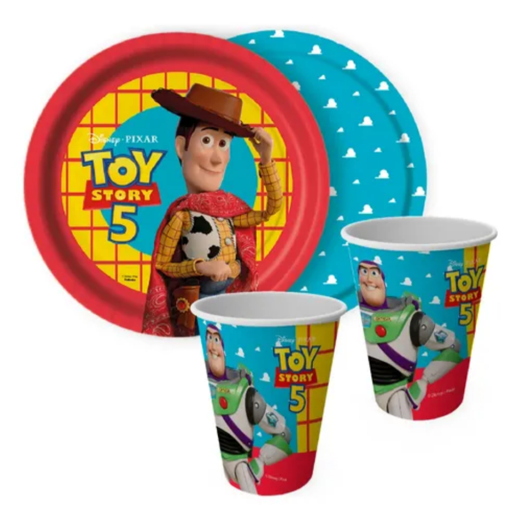 Kit Festa Toy Story 5 Copo e Prato Festcolor