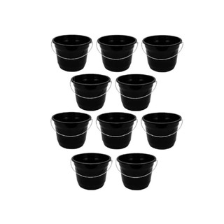 Baldes de plástico pretos com alça reforçada, capacidade para 5 litros (1 a 10 unidades), ideais para limpeza doméstica