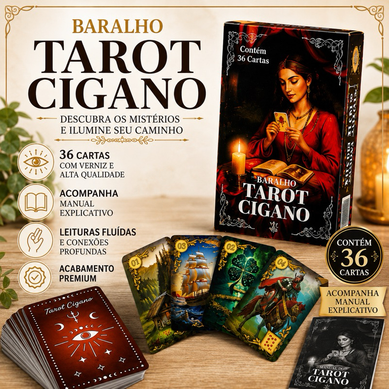 Baralho Tarot Cigano 36 Cartas Com Manual Explicativo Cartas Para Leitura Espiritual Cartomancia Oráculo Cigano CD