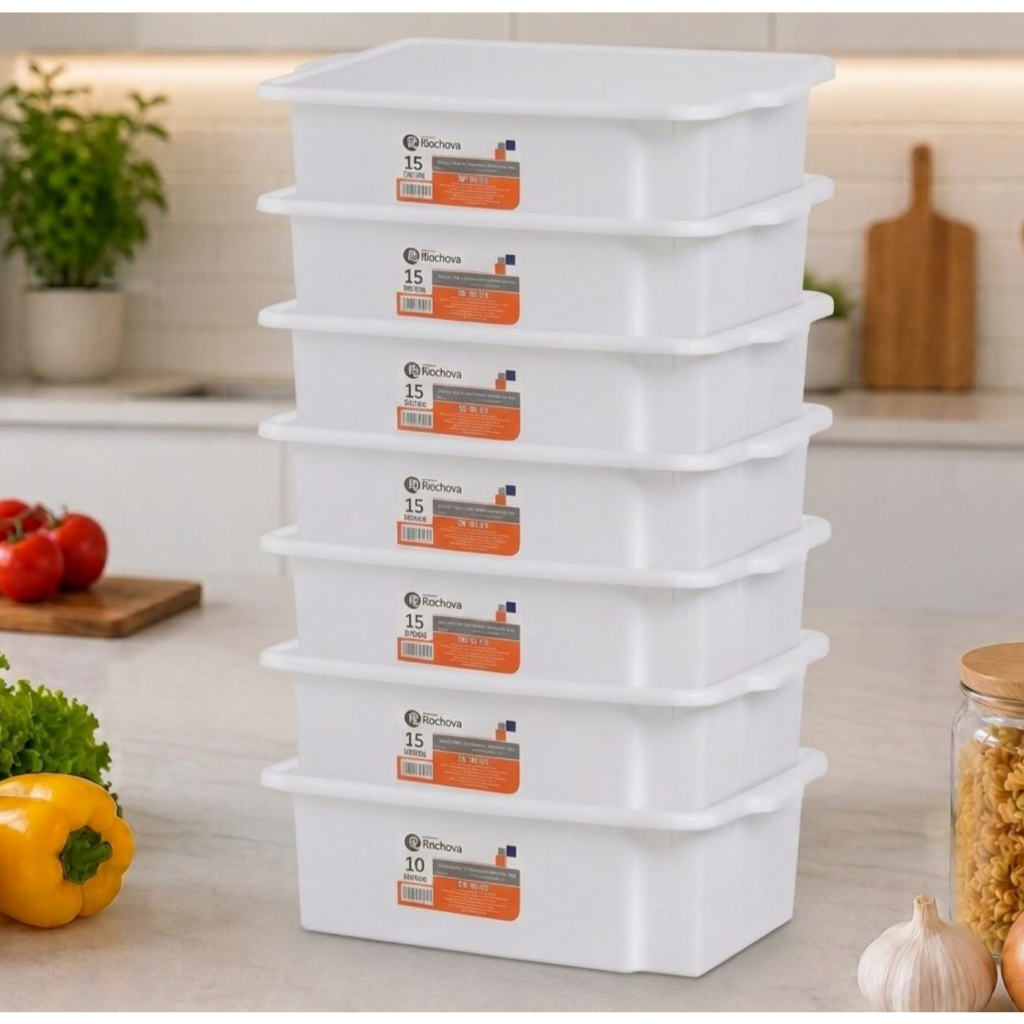Conjunto Kit 7 Caixa Bandeja Com Tampa Frigorifica Açougue Aves Carnes Multiuso 15l Rischioto Casa Cozinha Armazenamento